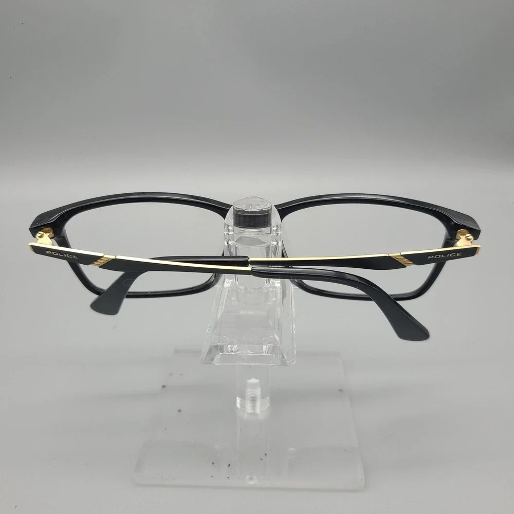 Police VPL986K COL 0700 Black Gold Rectangular Eyeglass Frames 145mm